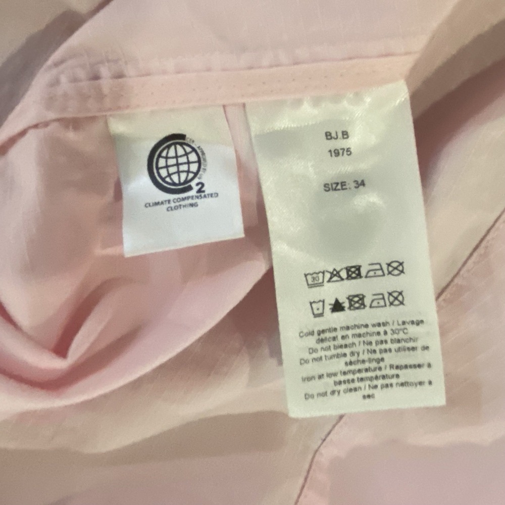 GANNI Puff Sleeve Button Down Dress Women's Pink Ripstop Fabric Size 34 US SZ 6* - Picture 6 of 14